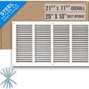 Fits 20x10 Duct Opening | Steel Return Air Grille by Handua | Vent Cover Grill for Sidewall and Ceiling | White | HVAC Cold Air Intake Grille | Outer Dimensions: 21.75"W X 11.75"