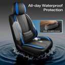 AOOG Seat Covers Custom Fit for Chevy Silverado GMC Sierra 2007-2026 1500/2500/3500 HD Crew Cab Pickup Truck Seat Cover Protector Cushion with Faux Leather Waterproof (Full Seats-BlackBlue)