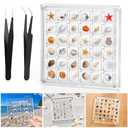 XANGNIER Acrylic Magnetic Seashell Display Box,Clear Sea Shell Display Box,Beach Magnet Storage Organizer Case for Seashell Diamond Beads,36 Grids,Transparent,3 Pack