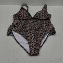 ZAFUL Women's Tankini Swimsuits V Neck Tummy Control Bow Color Block Two Piece Swimsuit Bathing Suit (X-Large, 1-leopard)