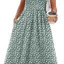 WIHOLL Summer Dresses for Women Flowy Casual Midi Dress Beach Vacation Sundresses with Pockets (Green, S)