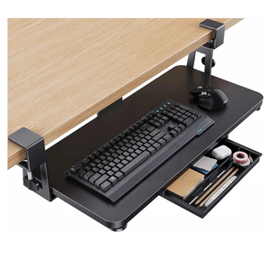 Mzmaxy Cable Management, 25'' Cable Management Under Desk No Drill, Metal Cord Organizer with Clamp for Standing Desk, Cable Organizer for Home Office, Black