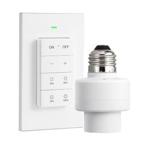 DEWENWILS Remote Control Light Socket with Dimmer, Wall Mounted Wireless Light Switch with 100FT Range & E26/E27 Socket, Wireless Light Bulbs Socket Switch for Closet, Garage, Basement, ETL Listed