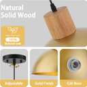 Gold Pendant Light, 11.8" Wood Pendant Lights Fixtures Adjustable Modern Dome Hanging Lighting,for Kitchen Island Dining Room Farmhouse Sink Office Bedroom