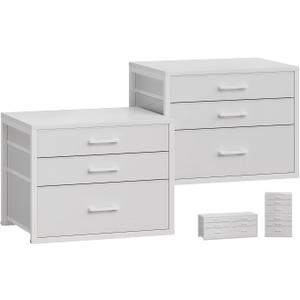 Closet Drawers Set of 2, White Closet Organizer with 3 Fabric Drawers, Stackable Storage Drawers for Closet, Bedroom, Dorm (White)