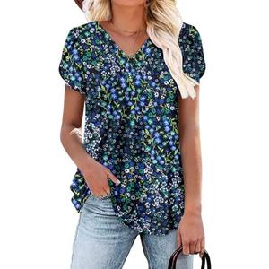 ONLYSHE Womens Tops Short Sleeve Tunics Blouse Spring Summer Casual V Neck Tshirts XXL