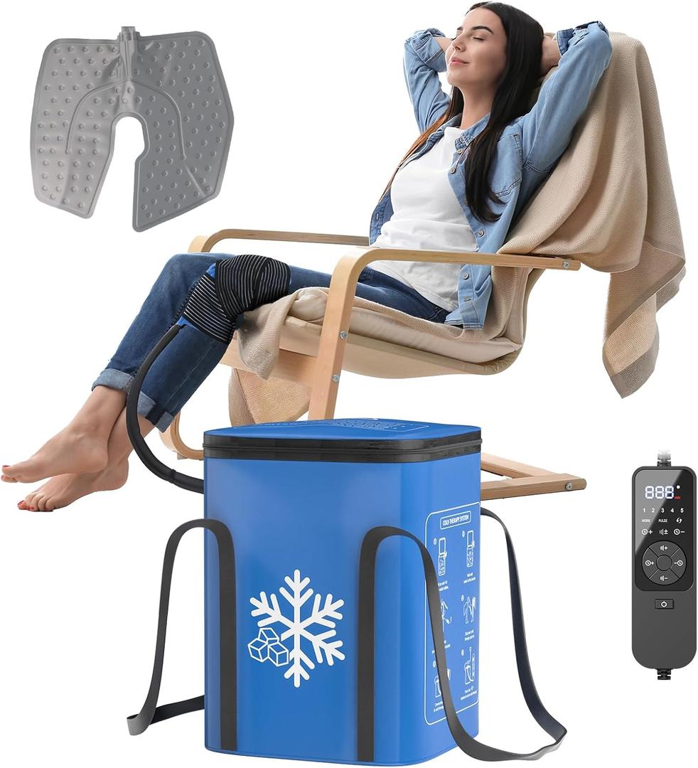 Ice Machine for Knee After Surgery,16QT Quiet Cold Therapy Machine for Knee Replacement with Auto Timer, Leak-Proof Design & Adjustable Flow,Multi-Joint Ice Pads (15.8IN)