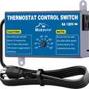 Attic Thermostat, Adjustable Temperature Controller for Attic Fan, with Overload Protection and Outlet, Plug-and-Play Exhaust Fan Thermostat for Greenhouse, Workshop, Garage (1 Pack)
