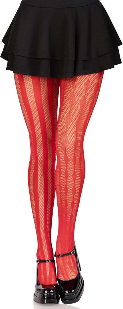 Leg Avenue Womens Harlequin Fishnet Costume Tights (One Size, Red)