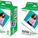 Fujifilm 2 Pack instax Square Instant Color Film, Twin Pack - 20 Exposures (40 Total), White Frame