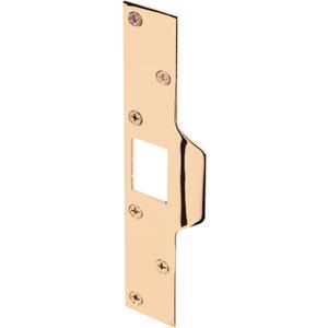 Prime-Line U 9426 Maximum Security Latch Strike, 1-1/4 In. x 7-7/8 In., Steel, Brass Plated (Single Pack)