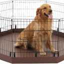 PJYuCien Dog Playpen Bottom Pad, Fits 24 Inch 8 Panels Regular Octagon Metal Exercise Pet Pen, Elastic Buckles Connections, Brown (Note:Fence Not Included)