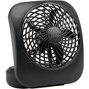 O2COOL Treva 5 Inch Battery Powered Fan Portable Desk Fan 2 Cooling Speeds with Compact Folding & Tilt Design Cubicle Accessories Small Portable (Black) (1 Unit)