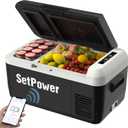 Setpower PT30 12V Refrigerator Dual Zone 32 Quart Car Refrigerator 12V Portable Fridge Electric Cooler for Vehicles SUV Van RV Truck Car Camping Road Travel (Grey)