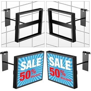 Tandefio 4 Pcs Gridwall Sign Holder Rectangular Black Faceout Sign Holder for Wire Grid and Grid Wall, Holds 7" W x 5.5" H Signs