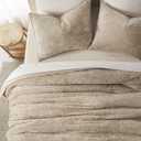 EverGrace Velvet Quilt Set King Size, Luxurious Soft Striped Channel Bedding Set, Lightweight Velvet Comforter for All Season, Oversized Bedspread Coverlet with 2 Matching Shams, Beige Taupe