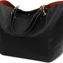 Pahajim Purses and Handbags for Women Large Capacity Work Tote Bag PU Leather Bucket Shoulder Bags Designer Satchel Hobo Bags (Black)