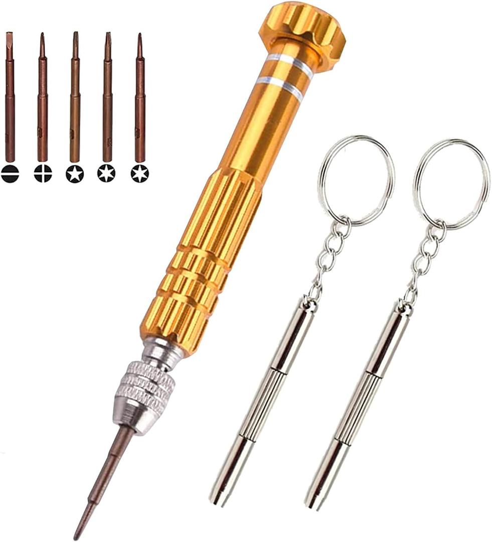 3 x Eyeglass Glasses Screwdriver, Mini Eyeglass Glasses Repair Kit, Multifunctional Small Screwdriver for Laptop, Watch(Yellow)