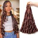 French Curl Braiding Hair 24Inch 8Packs French Curl Crochet Braids Short Curly Crochet Hair Skin-friendly Bouncy Synthetic knotless Braiding Extensions (33#, 24inch, Packs of 8)