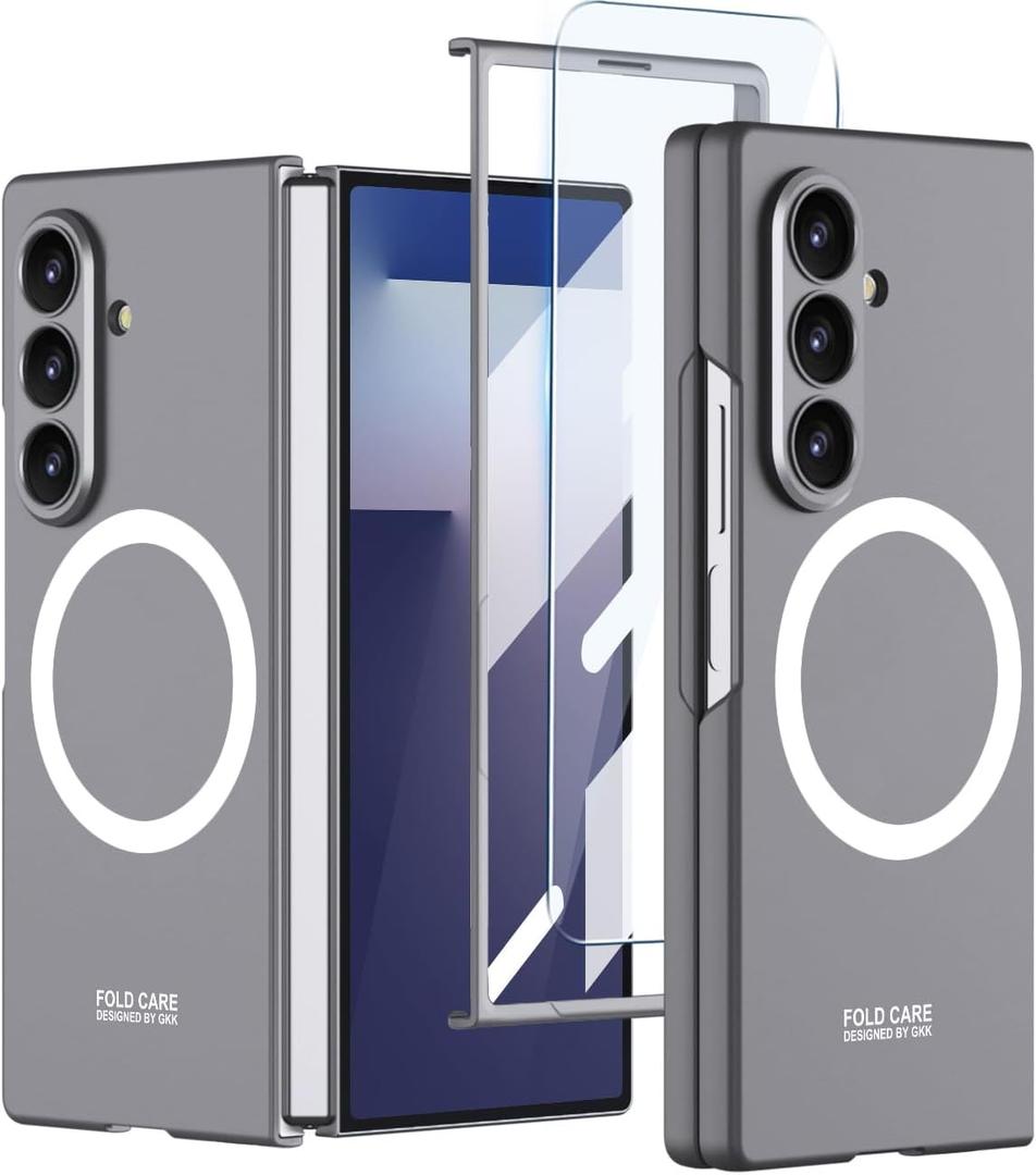for Samsung Galaxy Z Fold 7 Case with Built-in Front Screen Protector, [Compatible with Wireless Charging] Hard PC Slim Shockproof Protective Cover for Samsung Galaxy Z Fold 7(Grey)