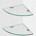 Glass Corner Shower Shelves, Tempered Floating Glass Shelves Wall Mount, Shower Caddy Organizer, Bathroom Corner Shelf with Zinc Alloy Brackets for Bathroom, Kitchen, Living Room, 9.8" x 9.8", 2 Pack