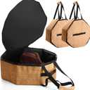 2 Pcs Cowboy Hat Box for Storage Collapsible Sturdy Cowboy Hat Case with Handle for Men and Women Travel Storage Organizer Large Cap Bag for Closet (Brown)