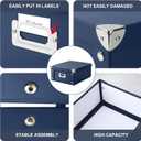 DLUGOPIS 2 Pcs Inch Checks Storage Box with Lid Document Boxes Document Bin Banker Boxes Foldable Receipt Box Storage Navy Blue Cardboard Record Boxes For Business Pesonal Books Files 12"x10"x5"