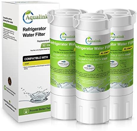 AQUALINK RWF5200A Water Filter Replacement for GE® XWF, WR17X30702, NSF 42 Certified, GBE21, GDE21, GDE25, GFE24, GFE26, GNE21, GNE25, GNE27, GWE19 French Door&Side by Side Water Filter 3Pack