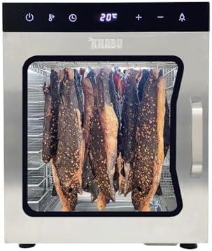Kalahari Khabu Stainless Steel Biltong Box Food Dehydrator and Drying Cabinet – Large 10 Trays, 5 Hanging Rods, with 20-90°C Temperature Control – Perfect for Drying Biltong, Meat, Vegetable & Fruit