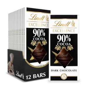 Lindt EXCELLENCE 90% Cocoa Dark Chocolate Candy Bar, Dark Chocolate, 3.5 oz. Bar (3.5 Ounce (Pack of 12))