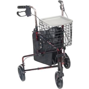 Drive Medical 10289RD Deluxe Foldable Rollator Walker, Black/Red