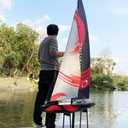 84 Inch Remote Control Boat RC Pre-Assemble Sailboat Accessories Kits 2.4G Electric Boat Sail Watercraft for Adults Boys (L)