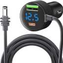 Starlink Mini Cable Car Charger 10FT Starlink Mini Power Cable DC 12V 24V Cigarette Lighter Adapter with Digital Display, USB C PD 30W and USB A 18W Ports for Trucks and Cars