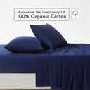 Linen Closet Organic 100% Cotton Queen Sheet 4 Pcs Set, 18 Deep Pocket, Navy | Lightweight, Eco-Friendly Cotton, Percale Softness, Durable & Breathable, Naturally Cooling | All Season Comfort