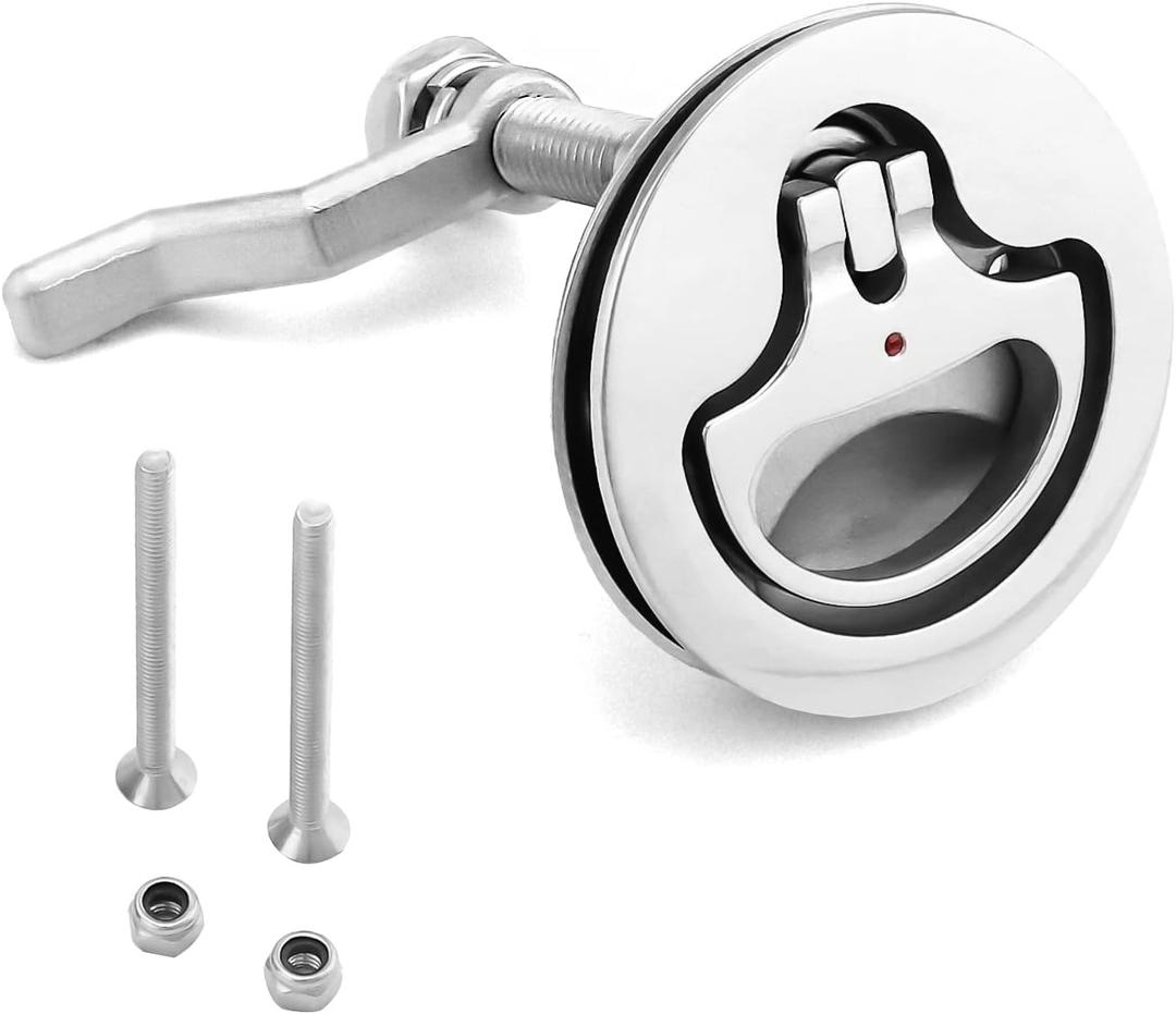 QWORK Marine Hatch Pull - 316 Stainless Steel Cam Latch with Flush Lift and Slam Action, 1 Pack
