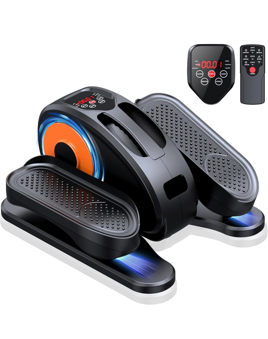 Under Desk Elliptical Machine, Ellipse Leg Exerciser for Seniors Fully Assembled, Quiet & Portable Electric Seated Pedal Exerciser with Remote Control & 12 Adjustable Speeds