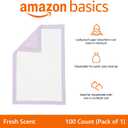 Amazon Basics Cat Pee Pads, Super Absorbent, Odor Control with Fresh Scent, Universal Fit for Litter Box, Multi Cat, Disposable, White/Purple, 100 Count