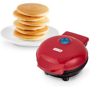 Dash Mini Maker Griddle - Compact Griddle for Creative Homemade Treats - PTFE nonstick surface, Quick Heat-Up System & Space-Saving Design - Red