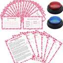 30 Pcs Valentine's Day Friendly Feud Game with 2 Answer Buzzers,Cupid Card Friendly Feud Quiz,Roomantic Feud Card Game for Adults Couples,Trivia Quiz,Fun Galentine's Day,Office, Team Building