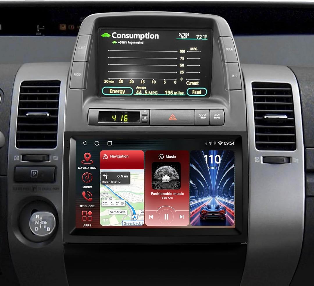 Android Car Stereo for Toyota Prius 2004 2005 2006 2007 2008 2009 with Wireless Carplay Android Auto, 9" Touch Screen Head Unit Radio for Toyota Prius with GPS, Bluetooth, Hi-Fi, FM, SWC, MIC + Camera