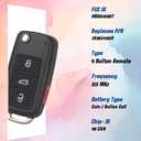 Key Fob Keyless Entry Remote Compatible with VW Volkswagen 2011-2016 CC Eos Golf GTI Jetta Tiguan Touareg/2012-2016 Beetle Passat Passat CC NBG010180T 4 Buttons Flip Key, 2-Pack
