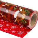 WRAPAHOLIC Reversible Highland Cow Christmas Wrapping Paper - Mini Roll - 17 Inch x 33 Feet - Cow and Snowflake Wrapping Paper for Xmas Holiday, Party Celebration