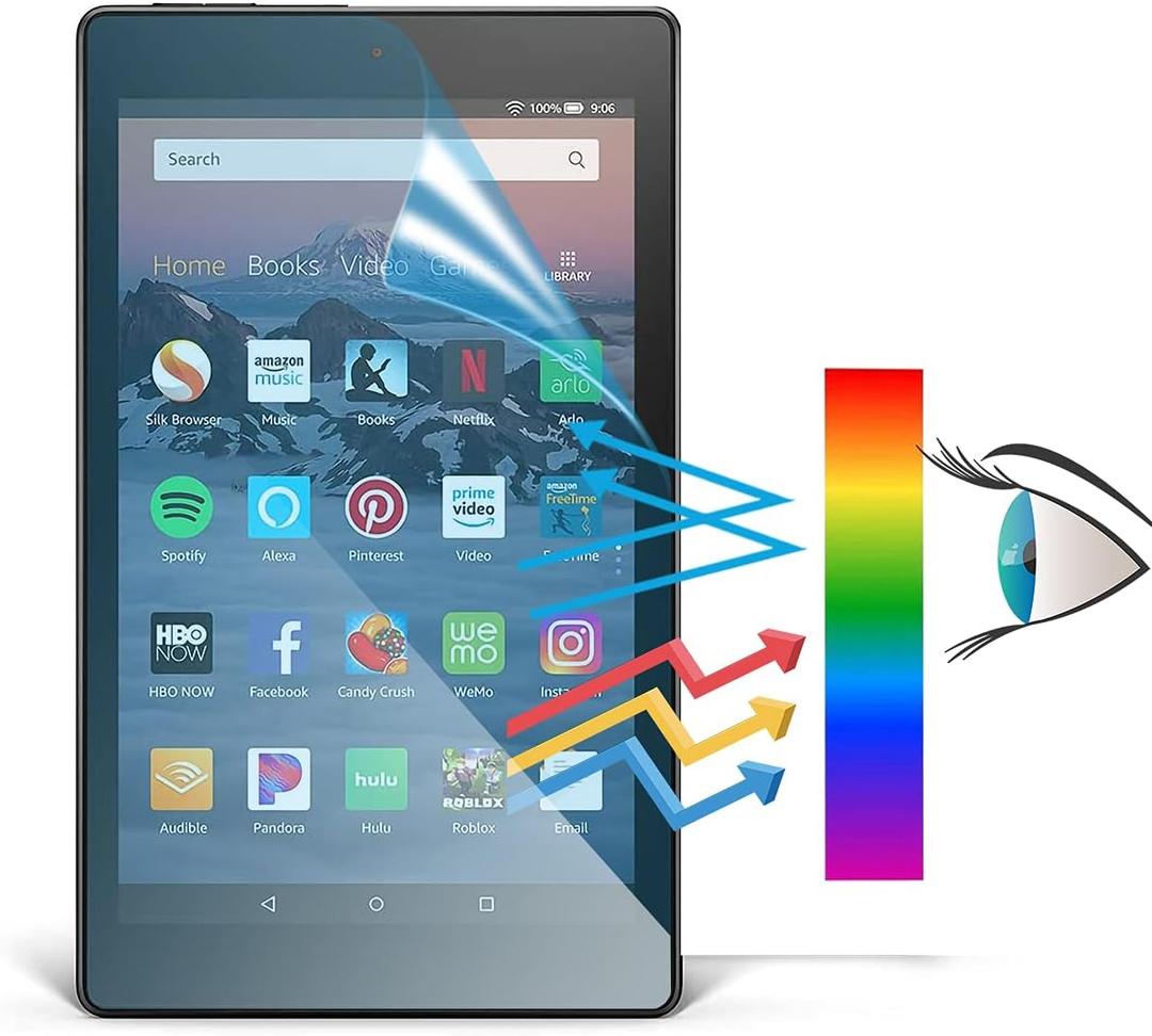 KEANBOLL 2 Pack Anti Blue Light Glare Screen Protector for Fire 7 Tablet 7 inch (9th and 7th Generation, 2019 and 2017 Release),Filter Out Blue Light and Relieve Eye Strain to Help You Sleep Better (Fire 7 2018)
