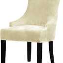 Lellen Velvet Stretch Wingback Chair Cover Slipcover - Reusable Protector Cover for Dining Room Banquet Home Decor etc Machine Washable Hand Washable (Cream, 1PC)