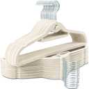 Velvet Hangers 30 Pack with 360° Swivel Hook, Ivory Non Slip Hangers for Clothes with Cascading Hooks, Thin Hanger Space Saving, Heavy Duty Closet Hanger for Clothes, Coats, Suits, Dress, Pants