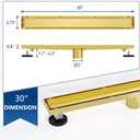 Neodrain 30-Inch Gold Linear Shower Drain with Tile Insert Cover, Golden 304 Stainless Steel Rectangle Shower Floor Drain, Linear Drain with Leveling Feet, Hair Strainer,CUPC Certified