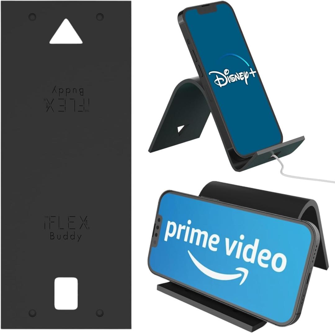 iFLEX Buddy Cell Phone and Tablet Stand Companion - Ideal for Air Travel, Work, and Home Use - Flexible Holder for All Mobile Devices - The Ultimate iPhone Cell Phone Stand Solution (Onyx)