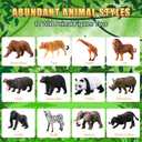 18 Pcs Jungle Animal Cake Toppers 12 Realistic Wild Forest Animals Figures 6 Artificial Palm Leaves Decor for Jungle Theme Birthday Party Favors
