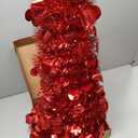 Aoriher 5 ft Pre-lit Pop up Collapsible Black Christmas Tinsel Tree Decor with Purple String Lights Reusable Artificial Sequins Pencil Slim Tree with 4 Legged Bracket Holiday Party Indoor Outdoor Home