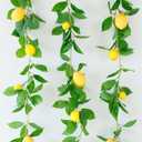 3 Strands Lemon Artificial Vines, 71" Lemon Silk Vine Garland with Green Leaves, Fake Hanging Plants Greenery Decor for Home, Bedroom, Wall, Party, Wedding Decoration